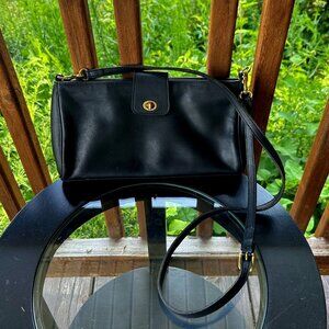 Vintage 90s Coach #9818 Demi Turn Lock Black Leather Crossbody Bag - Rare Find!